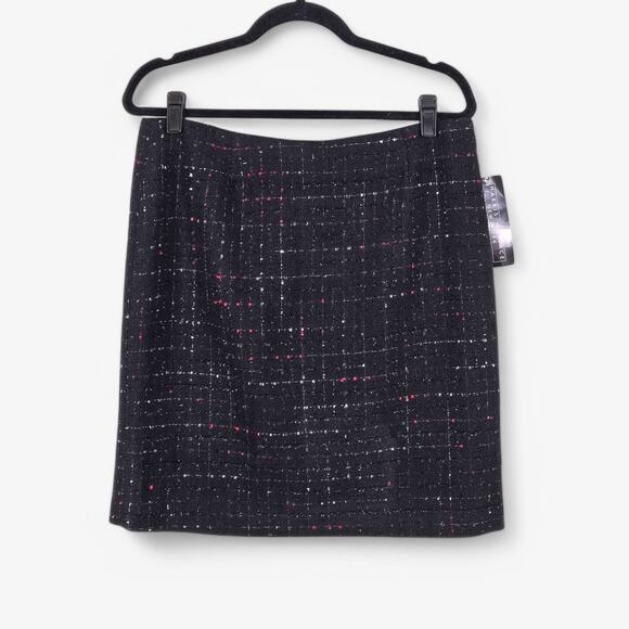 NEW Harris Wallace Skirt Clueless Preppy Plaid Tweed Mini Metallic A-Line Sz 12 - Picture 1 of 10